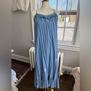 GAP Light Blue Ruffle Hem Maxi Sundress M